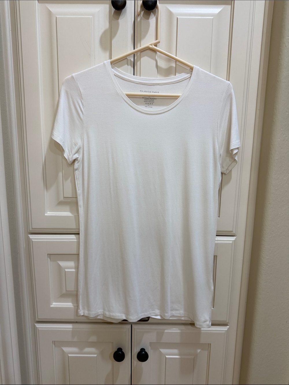 Neiman Marcus Cream Short-Sleeve Crewneck Tee